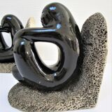 Pair of sculptural ceramic bookends design 70s