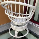 White rattan swivel chair