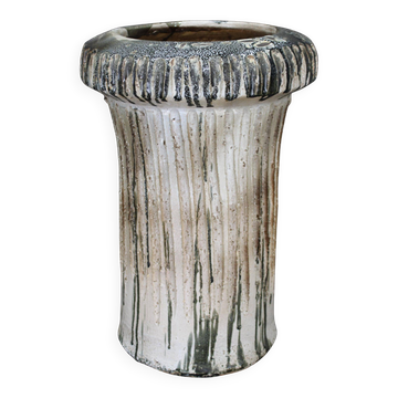 1970s Czechoslovak brutalist ceramic vase, large textured mid-century pottery