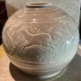 Large art deco ceramic vase by juliette mazaudois signed on the bottom