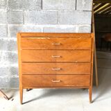 Vintage chest of drawers light oak compass feet