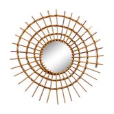 Beveled mirror rattan form spiral 80x80cm