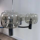 Vintage 70's chrome metal chandelier by Gaetano Sciolari
