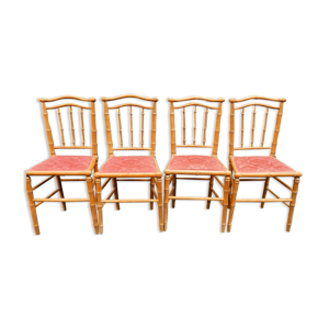 4 chaises en bois imitation