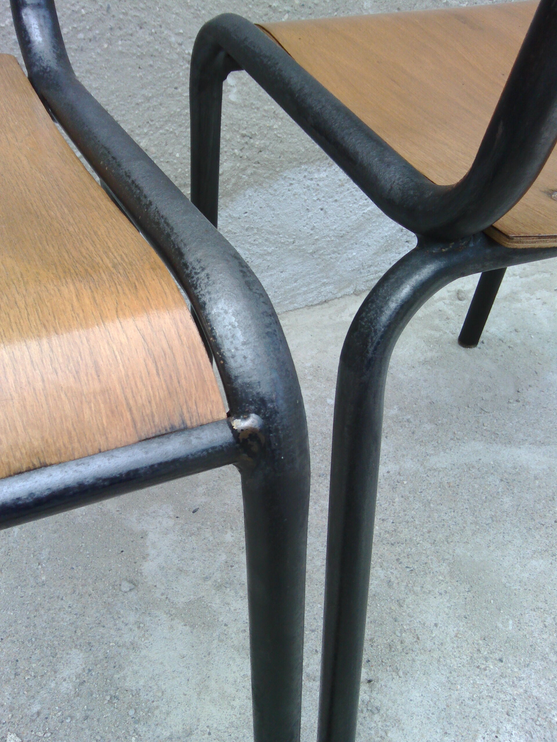 Two vintage school chairs