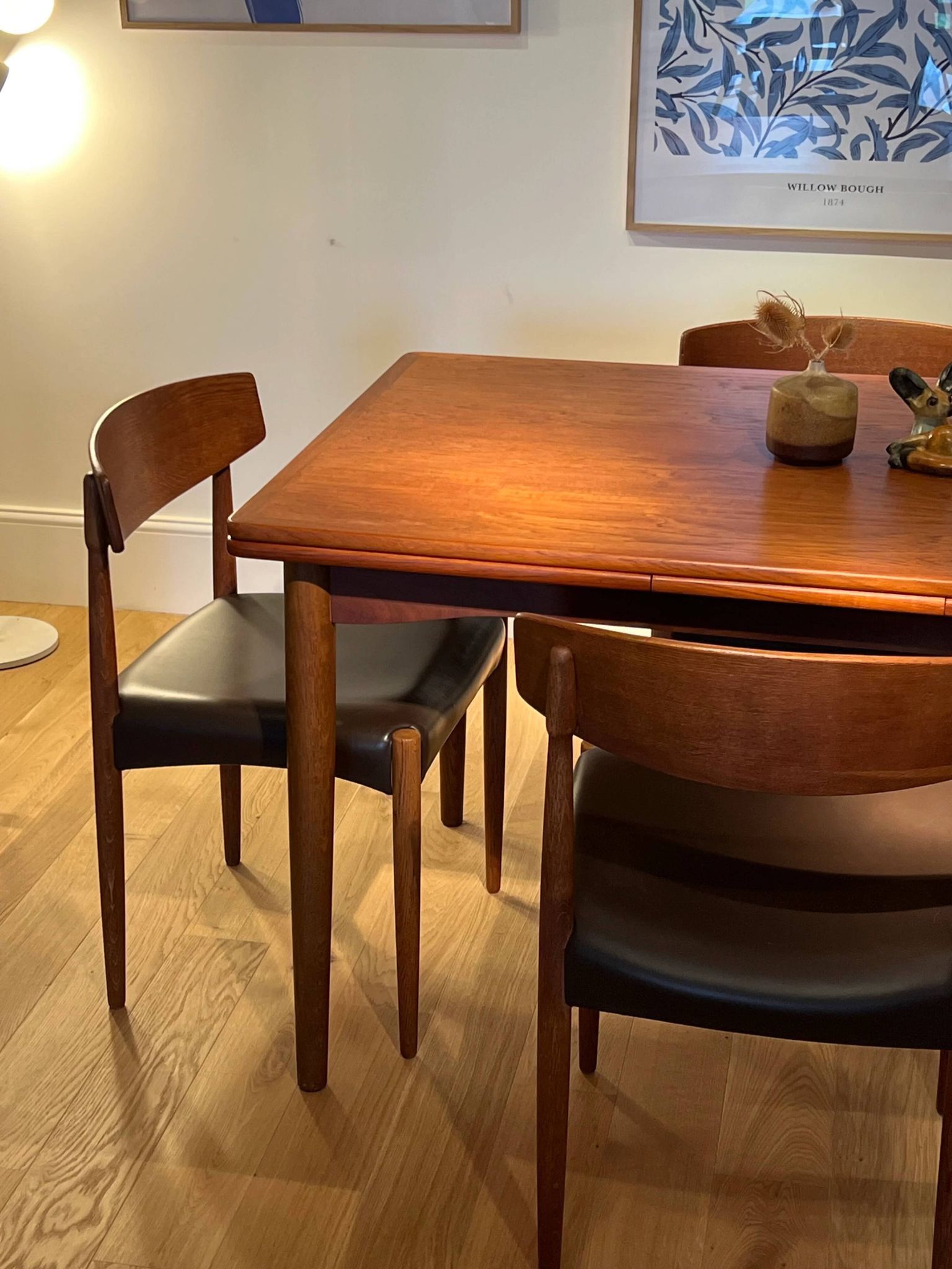 Set of 4 vintage Scandinavian "Huldra" oak chairs