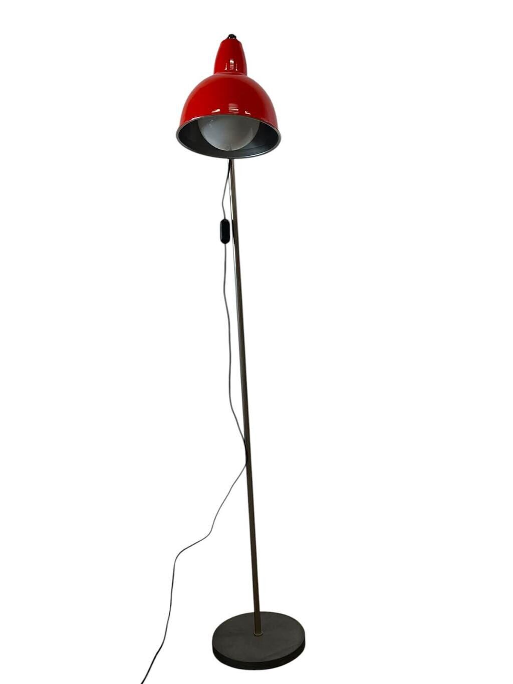 Vintage orange-red floor lamp with chrome.