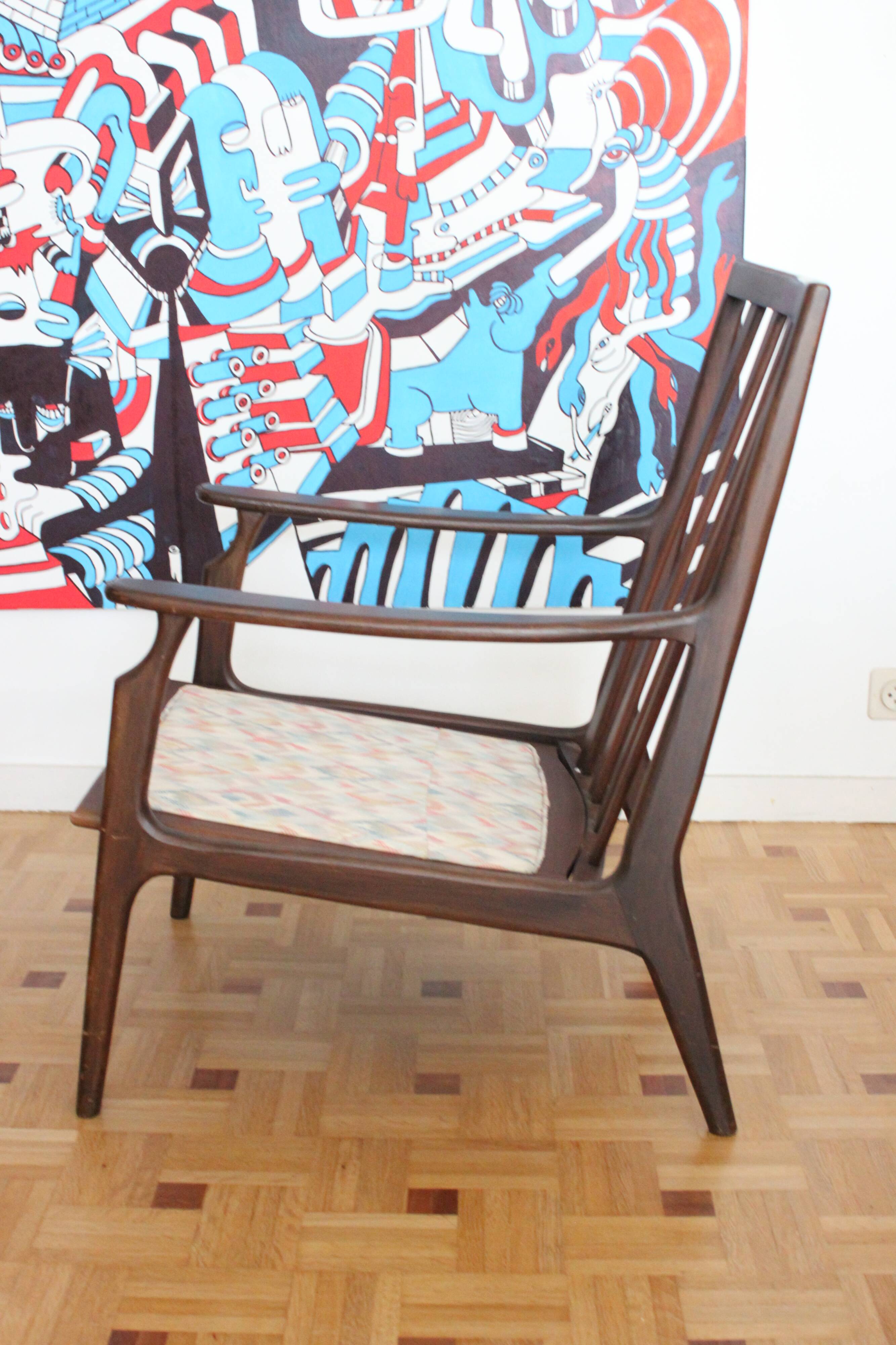 Fauteuil relax vintage en bois de style scandinave, 1950