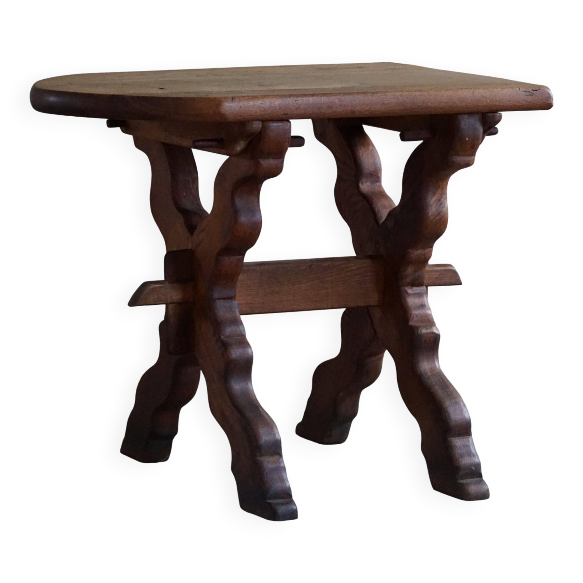 Brutalist oak desk from the mid-century, made in France in the 1950s.