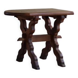 Brutalist oak desk from the mid-century, made in France in the 1950s.