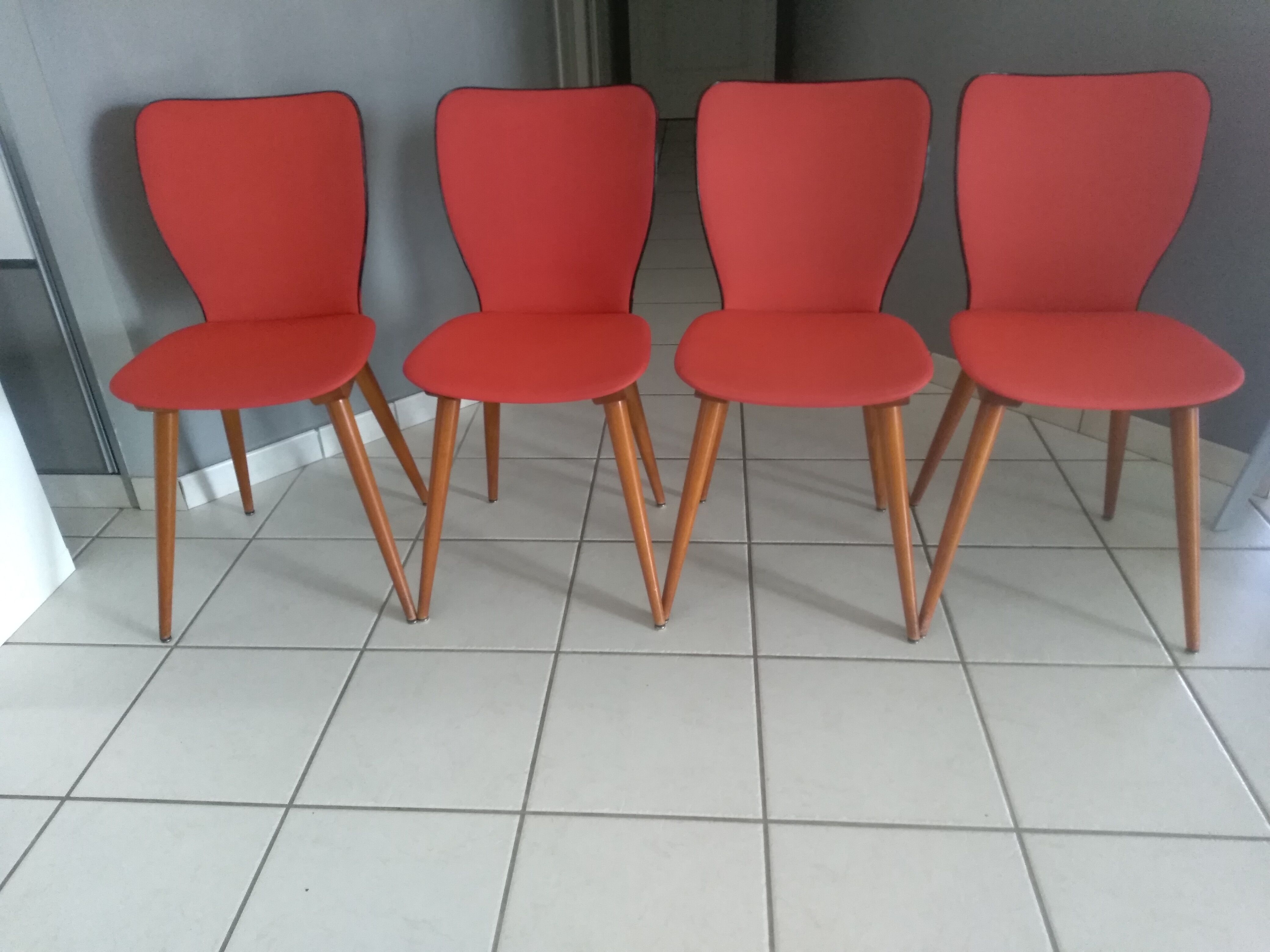 Suite of 4 chairs by Bistrot Baumann 800 by Swiss designer Max Bill 1950s