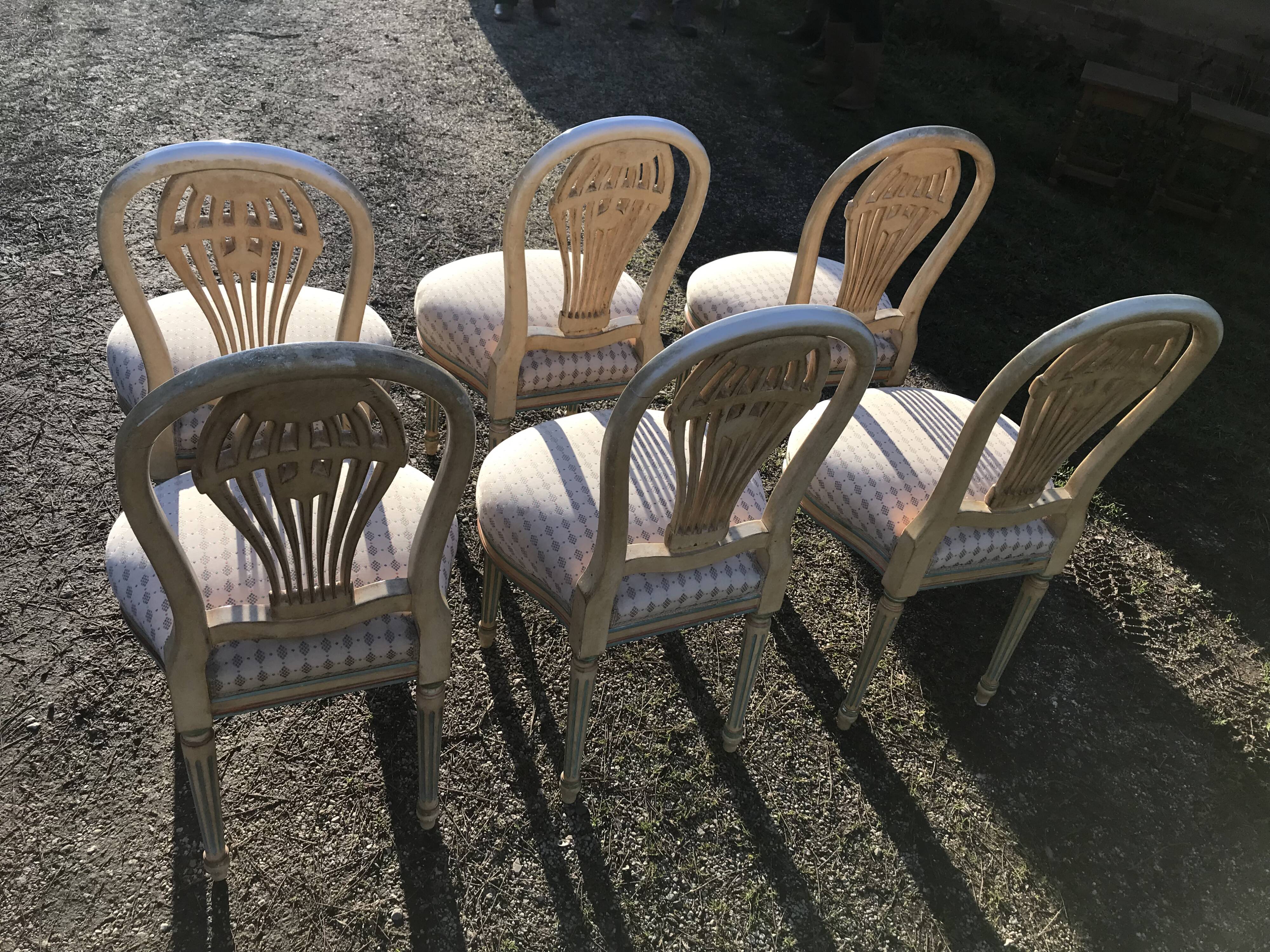 6 louis XVI hot air balloon chairs