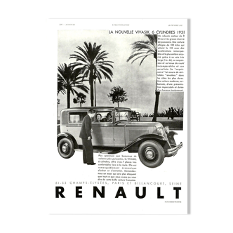 Affiche vintage années 30 Renault Automobiles