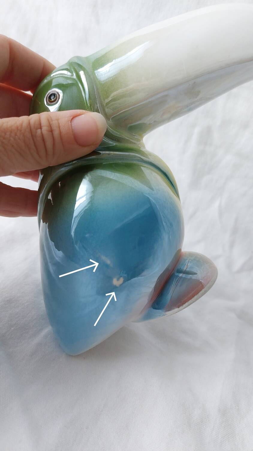 Ceramic Toucan Pastel Iridescent Enamel Decoration