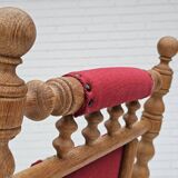 1970s, Danish highback rocking chair, oak wood, furniture wool, original condition.