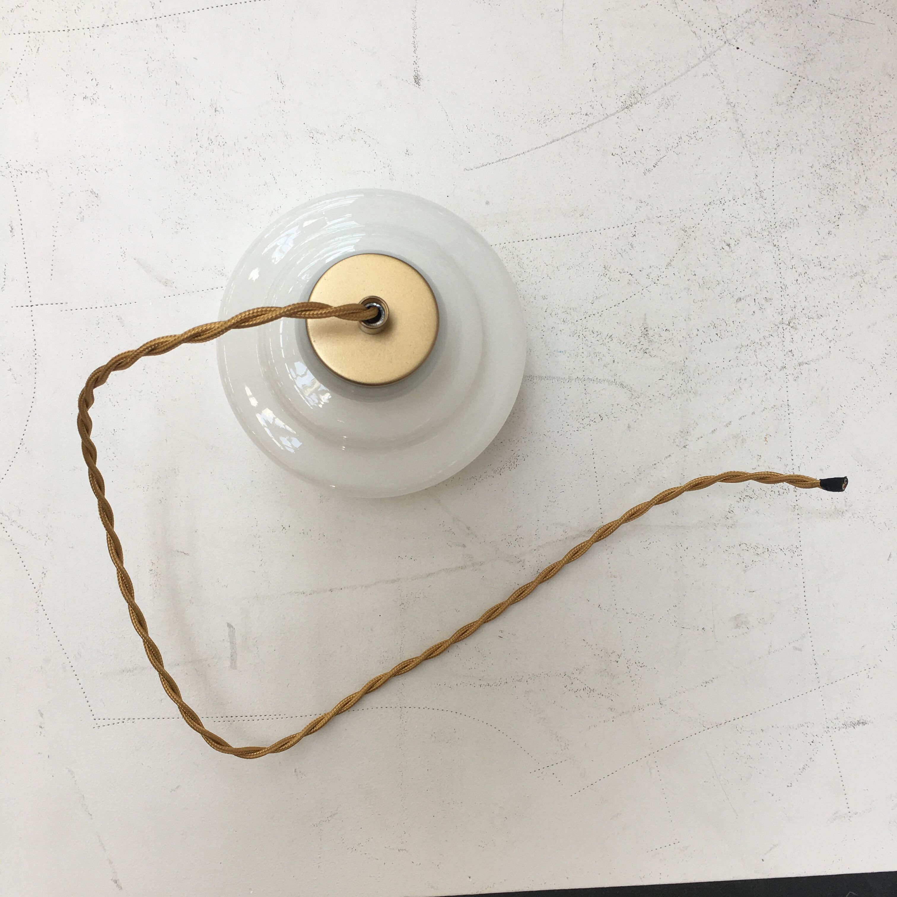 Art Deco pendant lamp in white opaline