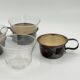 Set of 3 vintage tea glasses with silver-plated holders.