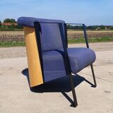Set 2 - post modern cube lounge chair plywood - metal 1980s 1990s
