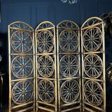 4-leaf screen in rattan and bamboo from the 70s - 20th