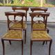 4 Regency chairs in solid wood and mustard yellow velvet fabric from the 19th century.