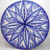 Xl dish from Spain with hand-painted blue rosette
