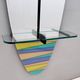 Postmodern Oval Wall-Mounted Entryway Mirror and Console Table with Glass T