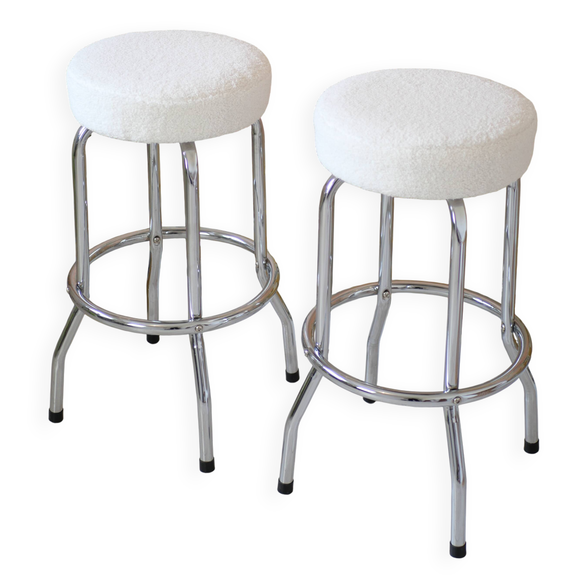Pair of bar stools - boucle fabric