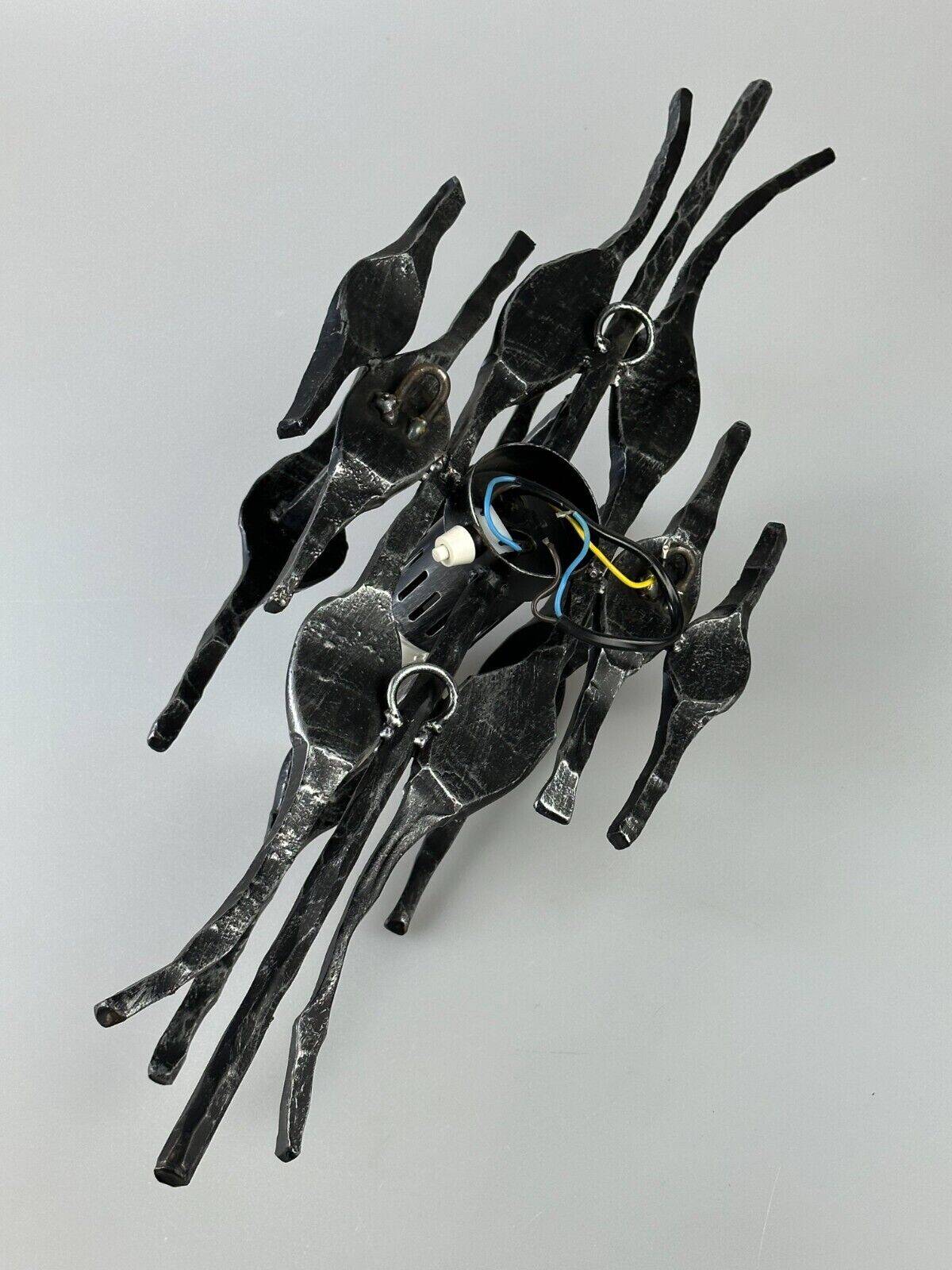 60's 70's brutalist wall lamp iron & glass wall sconce design