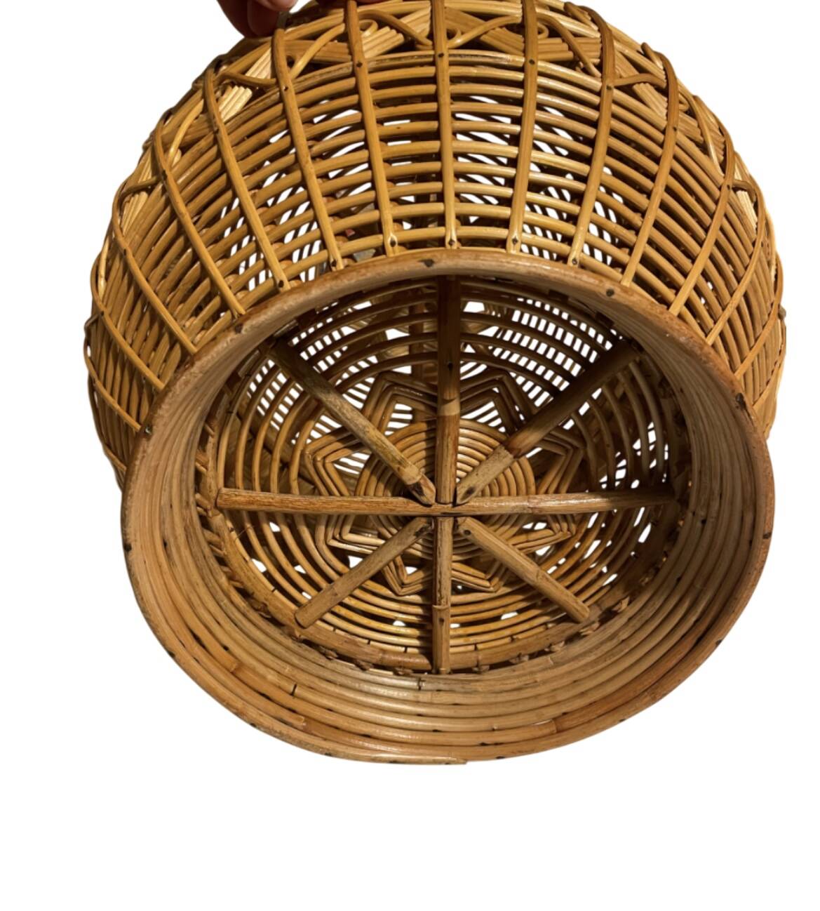 Large vintage woven rattan basket