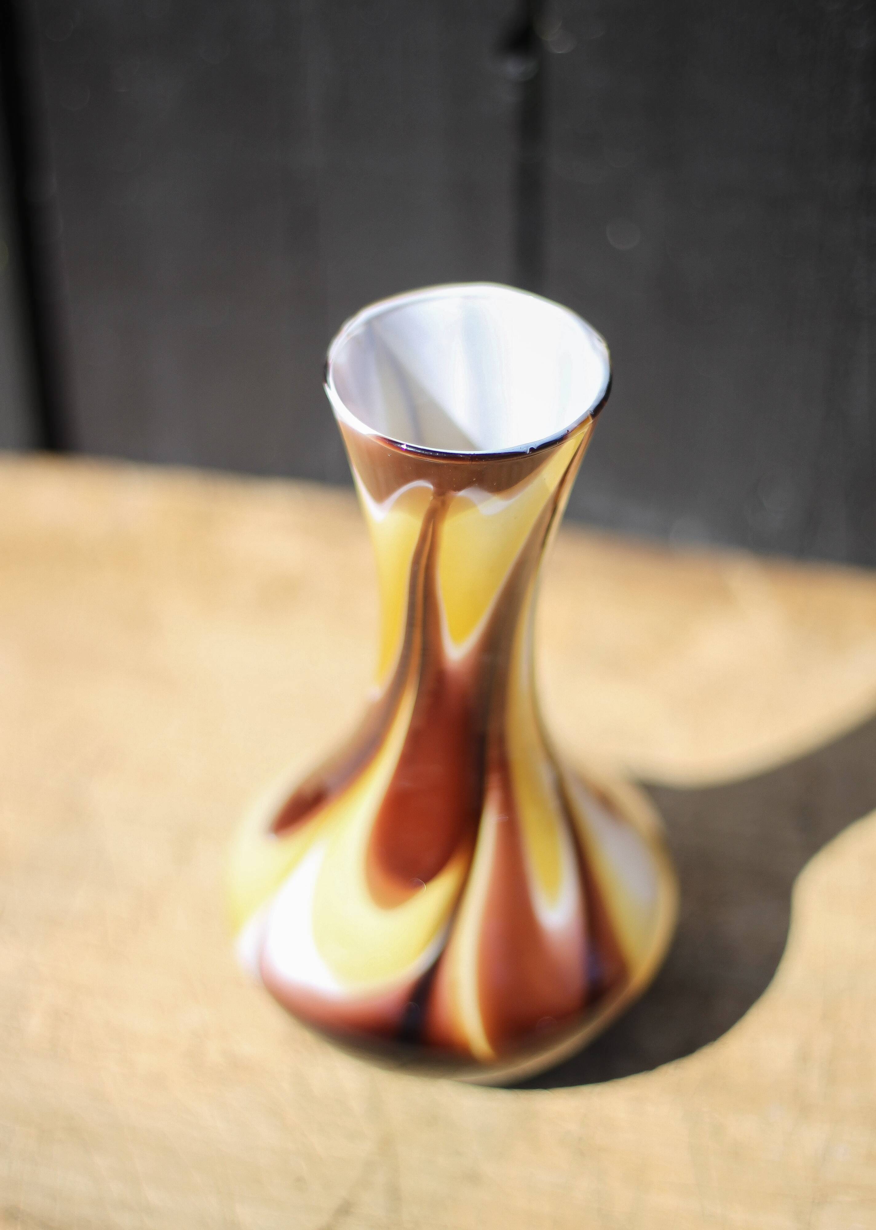 Italian opaline vase, flower pot, flower vase, blown glass, retro, interior decoration