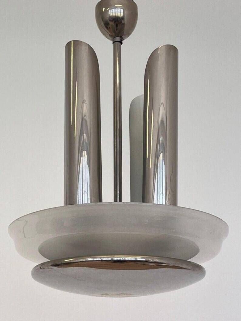 Large Very Rare Bauhaus / Functionalism / Art Deco Chrome Chandelier, 1930s