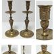 Pair of candle holders patinated bronze floral decoration early twentieth century