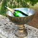 Ornate Floral Pedestal Champagne Cooler, brass ice bucket