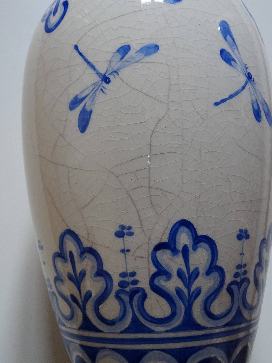 Grand vase faïence décoré main Odyv art nouveau
