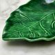 Dish - empty pocket green slip leaf veined in ceramic