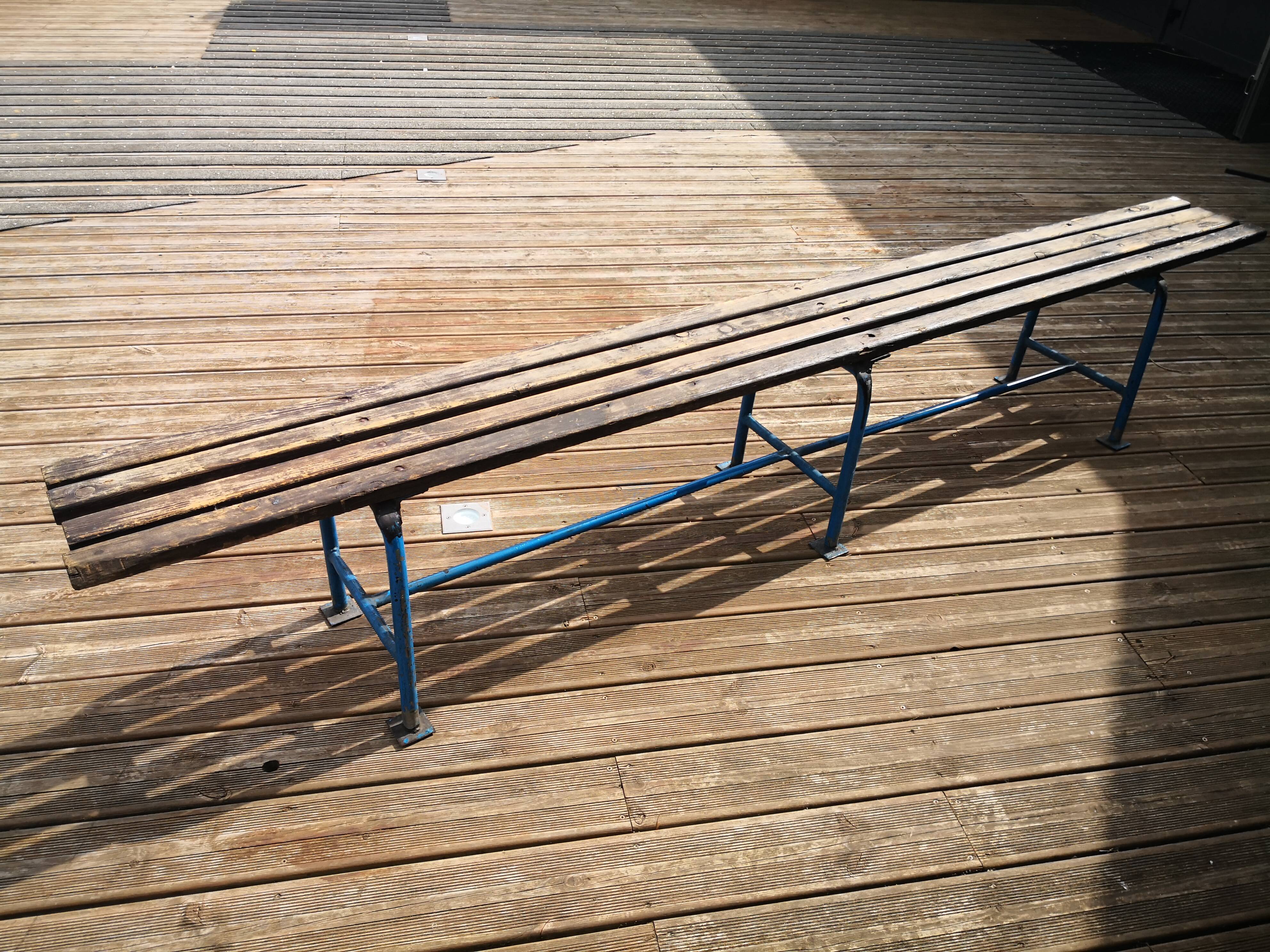 Vintage school locker room bench