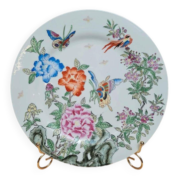 Assiette décorative vintage fleurs & papillons – Macao – Oriental Objects d’art