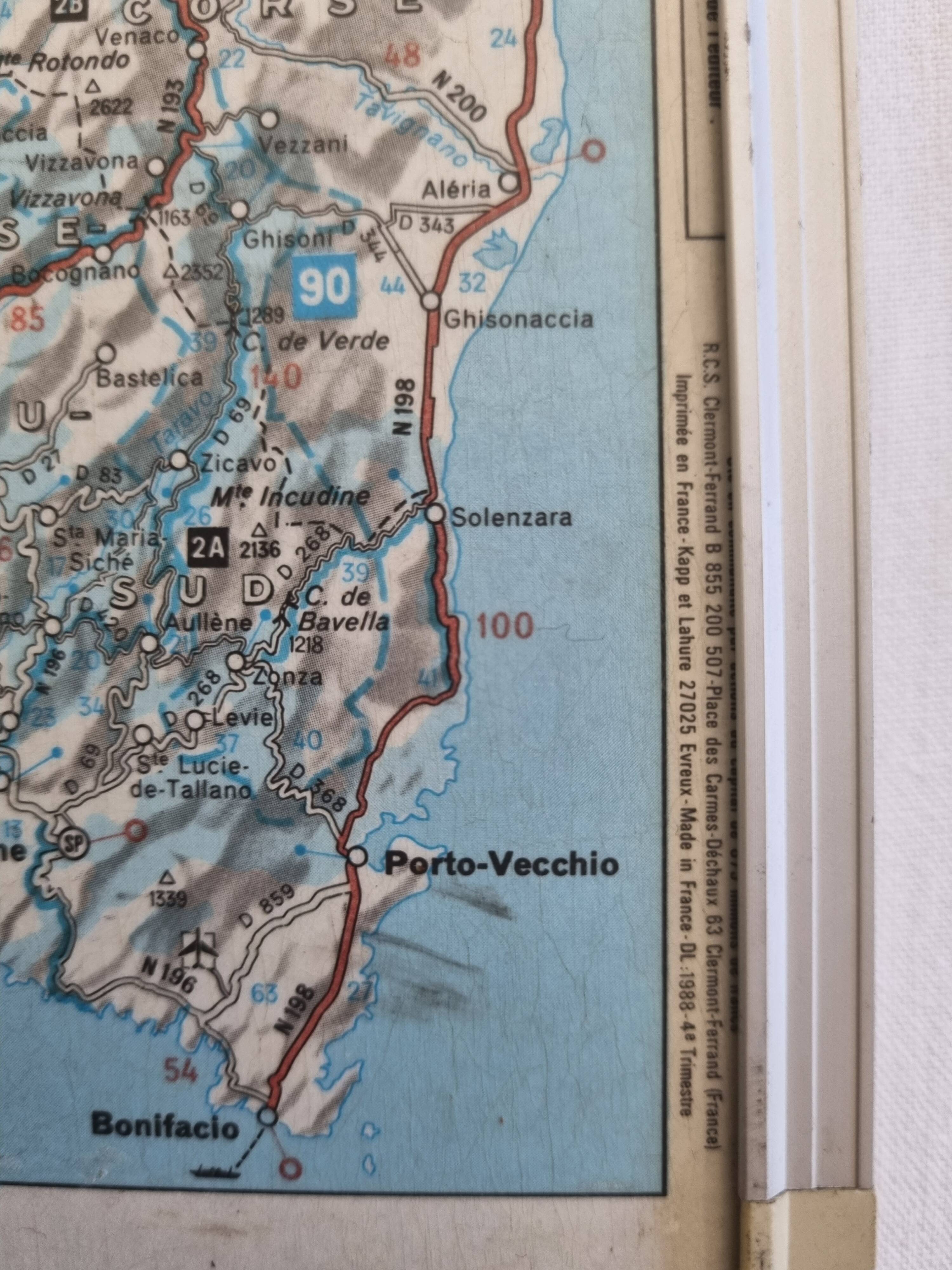 Framed vintage "Michelin" road map from the 80s, 111 cm x 100 cm
