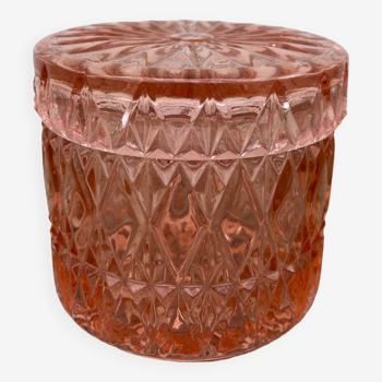Boite poudrier pour bijoux Art Déco en cristal rose