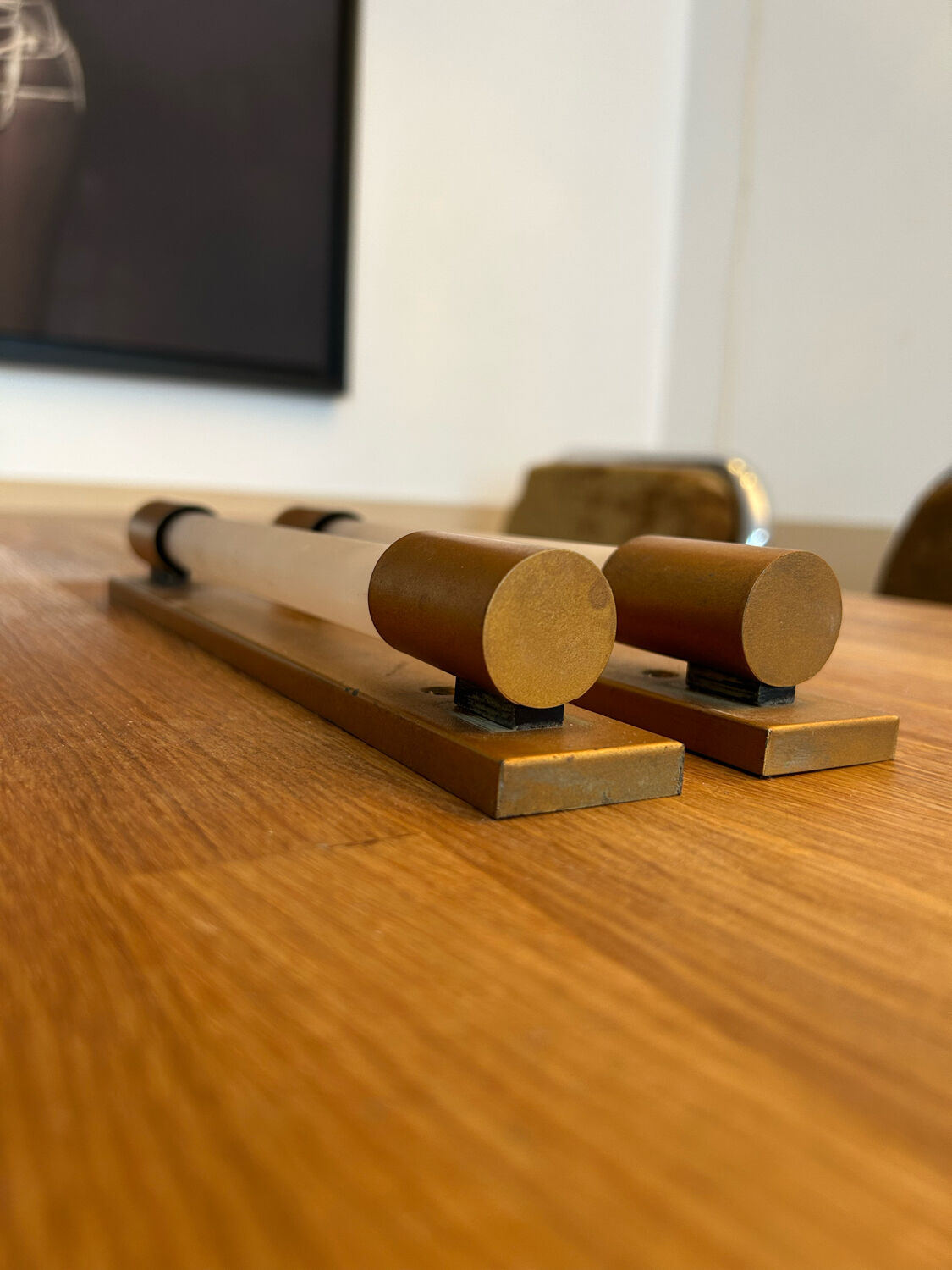 Pair of vintage modernist wall lamps copper, France 1930