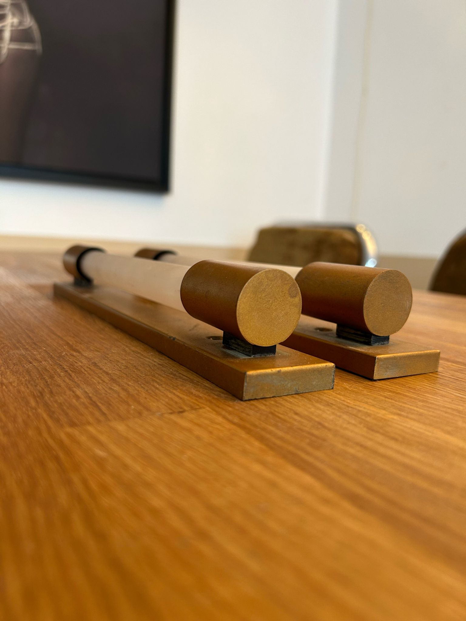 Pair of vintage modernist wall lamps copper, France 1930