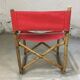 Lot of 4 chairs in rattan and red fabric, folding, 1960s