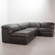 Durlet 'Jeep' Modular Sofa in Anthracite Grey Leather, Belgium 1970s