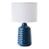 blue ceramic table lamp with white fabric shade