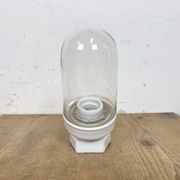 Applique murale vintage en porcelaine blanche avec verre transparent, années 1960