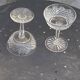 6 champagne glasses in glass and transparent crystal, antique chiseled