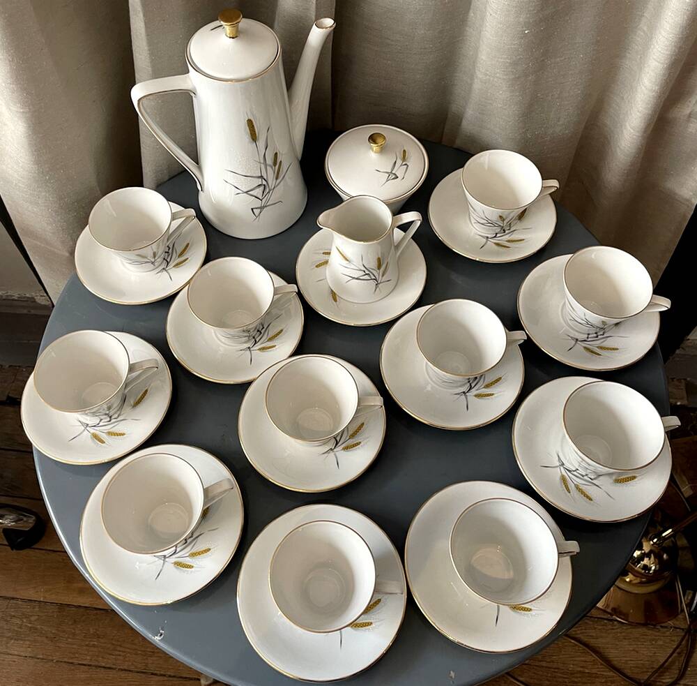 Bavaria porcelain coffee service with wheat decor