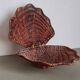 Vintage wicker shell basket, French bohemian decoration.