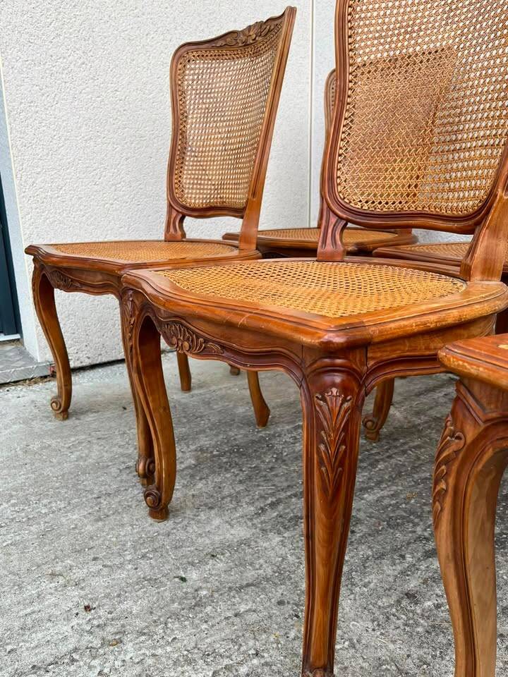 Set of 6 Cane Chairs in Louis XV style