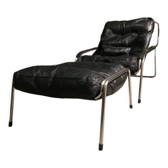 Vintage Marco Zanuso Maggiolina lounge chair and stool for Zanotta